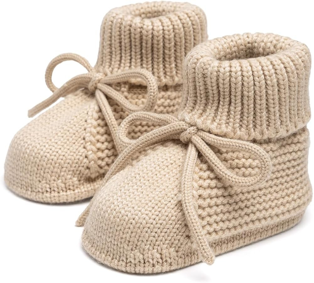 Meckior Baby Booties Newborn First Walkers Cozy Shoes Warm Hand Crochet Knit Soft Socks for Infan... | Amazon (US)