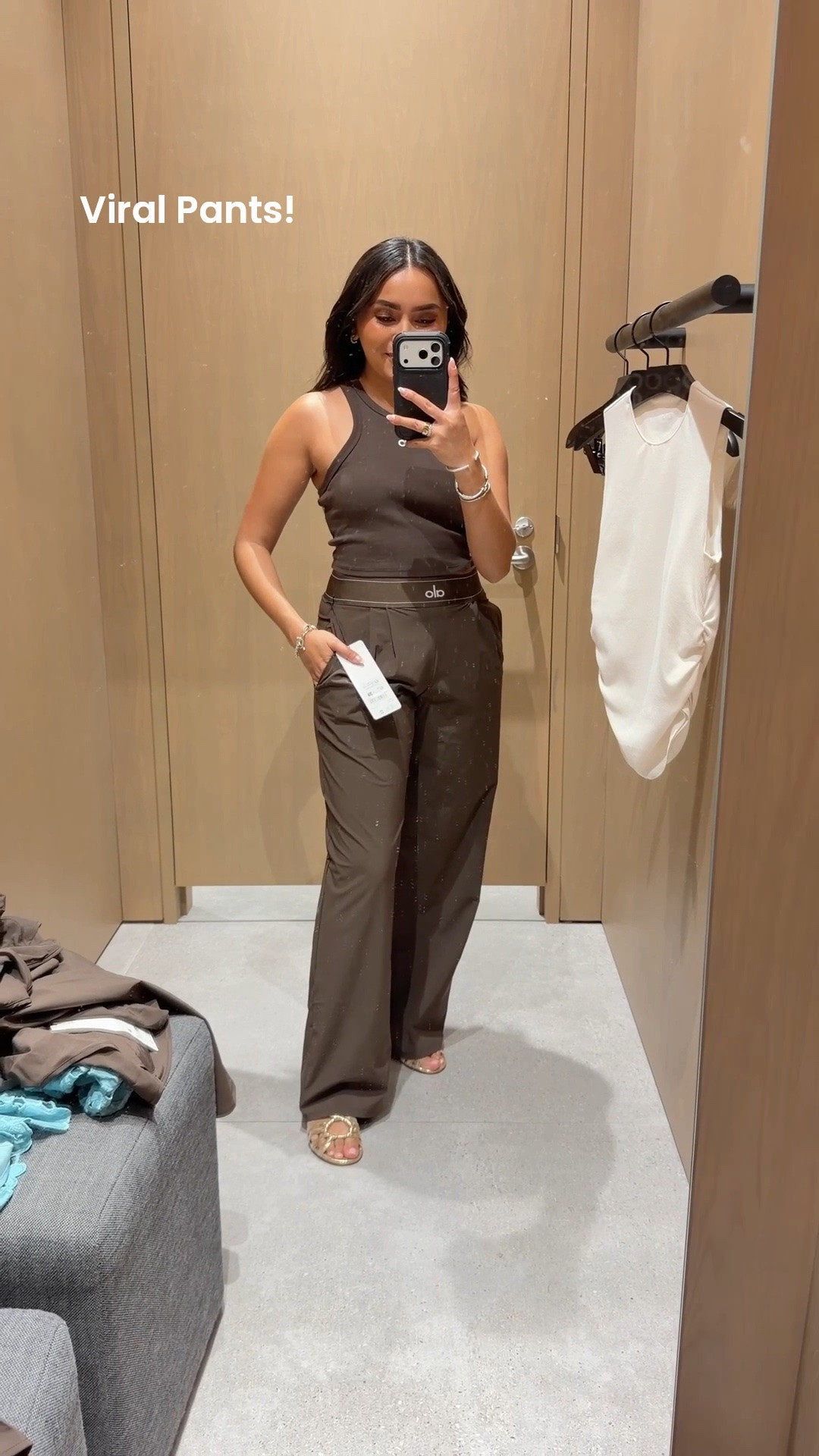 Espresso tank size xs TTS
Espresso suit up trouser pant size xxs regular (I’m typically a size 2/26 in pants) These are a 29.5” inseam, short length is a 28” inseam 

Finally tried on the viral alo pants - they’re so good!

#LTKPetite #LTKootd #LTKgrwm