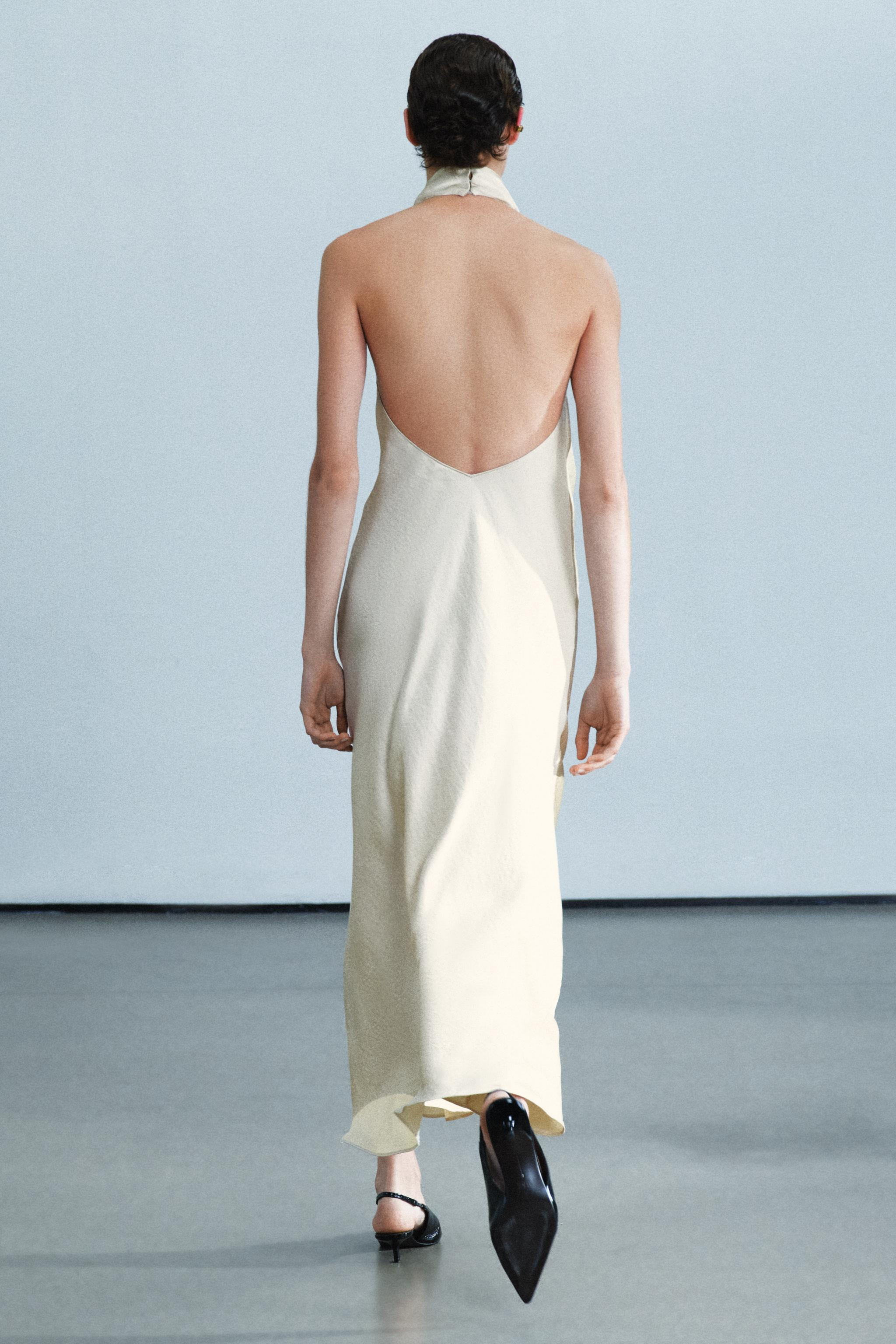 ZW COLLECTION HALTER SATIN MIDI DRESS | Zara US