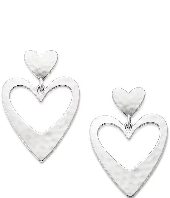 Hammered Double Heart Drop Earrings | Dillards