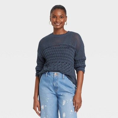 Women's Open Work Crewneck Pullover Sweater - Universal Thread™ | Target