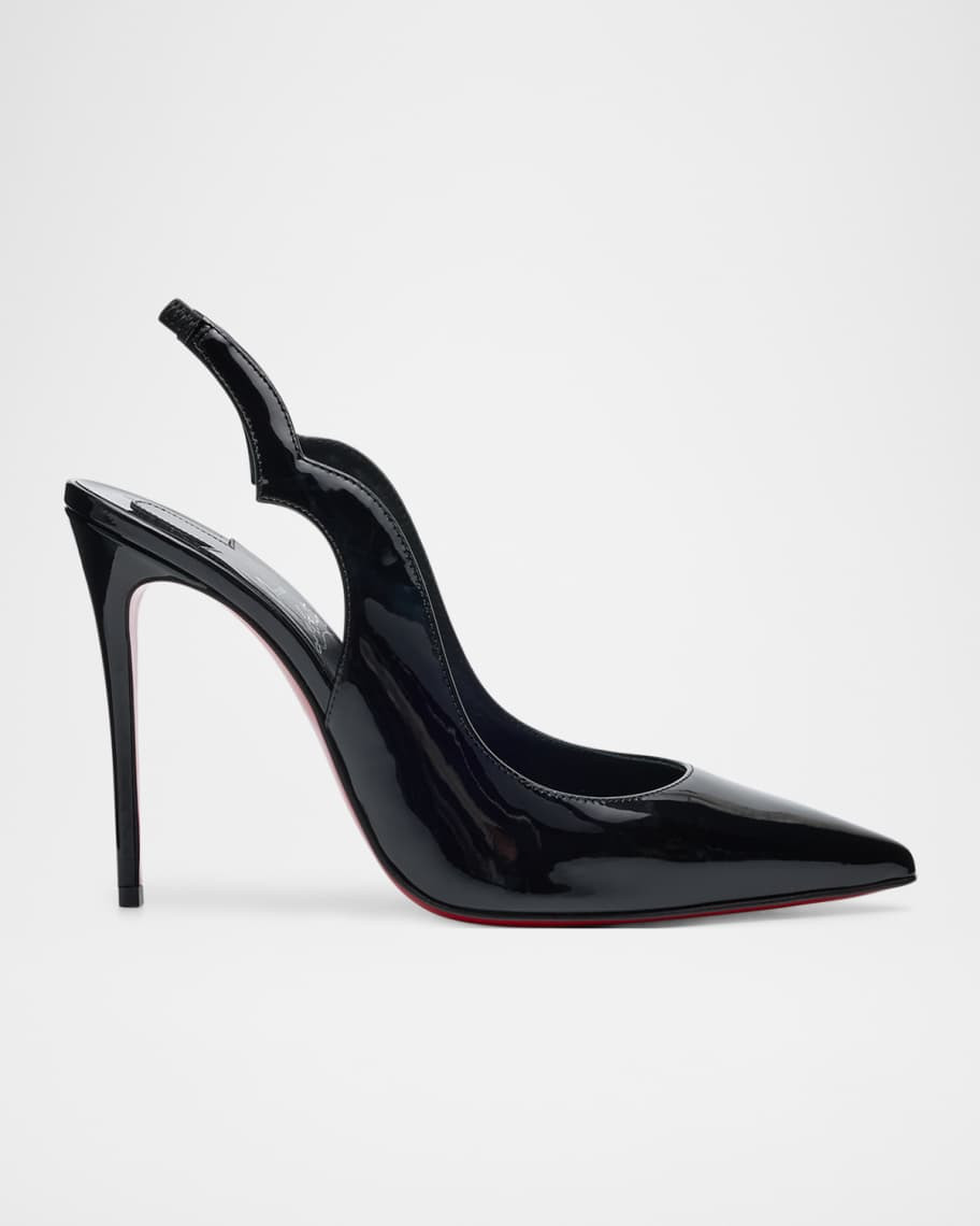 Christian Louboutin Hot Chick 100mm Patent Red Sole Slingback Pumps | Neiman Marcus