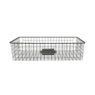 Spectrum 16 in. D x 9 in. W x 4 in. H Industrial Gray Vintage Steel Wire Storage Basket A82476 | The Home Depot