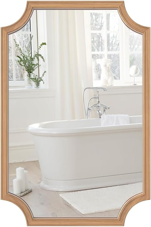 WallBeyond 20" x 30" Full Scalloped Corners Arch Rectangle Wall Mirror with Wood Frame for Entryw... | Amazon (US)