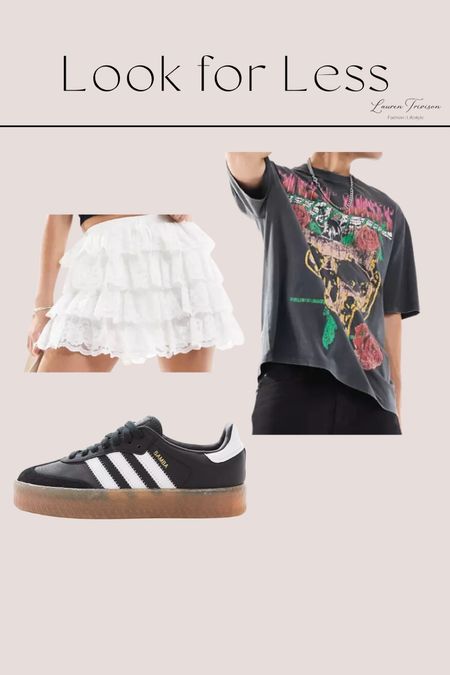 Edgy and feminine outfit idea for summer! Featuring trendy Adidas sneakers and the perfect ruffle mini skirt 

#LTKMidsize #LTKStyleTip #LTKFindsUnder100