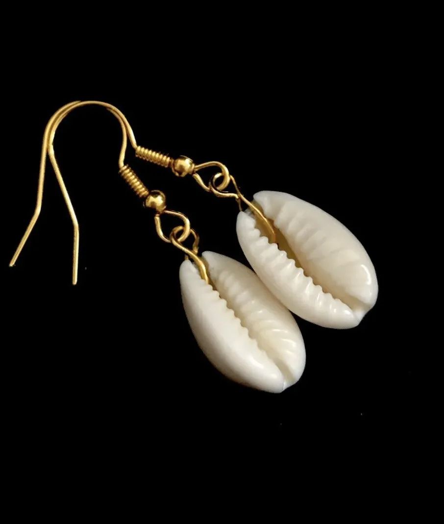Seashell Beach Cowrie Shell Gold Plated Drop Dangle Earrings Uk Seller  | eBay | eBay UK