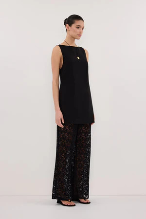 ROWIE BLACK SLEEVELESS BOAT NECK TUNIC TOP | DISSH