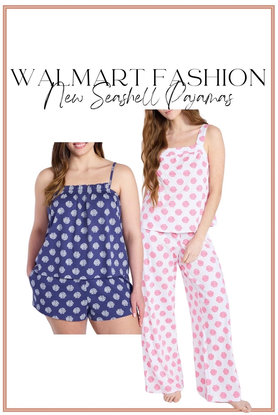 Walmart sleepwear just keeps getting cuter and these new seashell pajamas might be my favorite drop yet. 🐚💗

These adorable coastal-inspired pajama sets come in the prettiest seashell prints and are perfect for spring and summer nights. The fabric is lightweight, soft, and breathable which makes them ideal for warm weather, lounging at home, or packing for beach trips.

There are two styles to choose from:
• A classic short set with a relaxed cami top
• A wide leg pant set that feels extra comfy and elevated

The pink seashell print is such a fun coastal vibe and the navy version is equally adorable. Walmart has been absolutely killing it with their pajamas lately and these look so much more expensive than they are.

Perfect for coastal lovers, beach trips, vacation packing, or cute everyday lounge sets.

#walmartfashion #walmartfinds #walmartstyle #walmartpajamas #coastalstyle #seashellprint #affordablefashion #loungewear #pajamaset #springstyle #budgetfashion