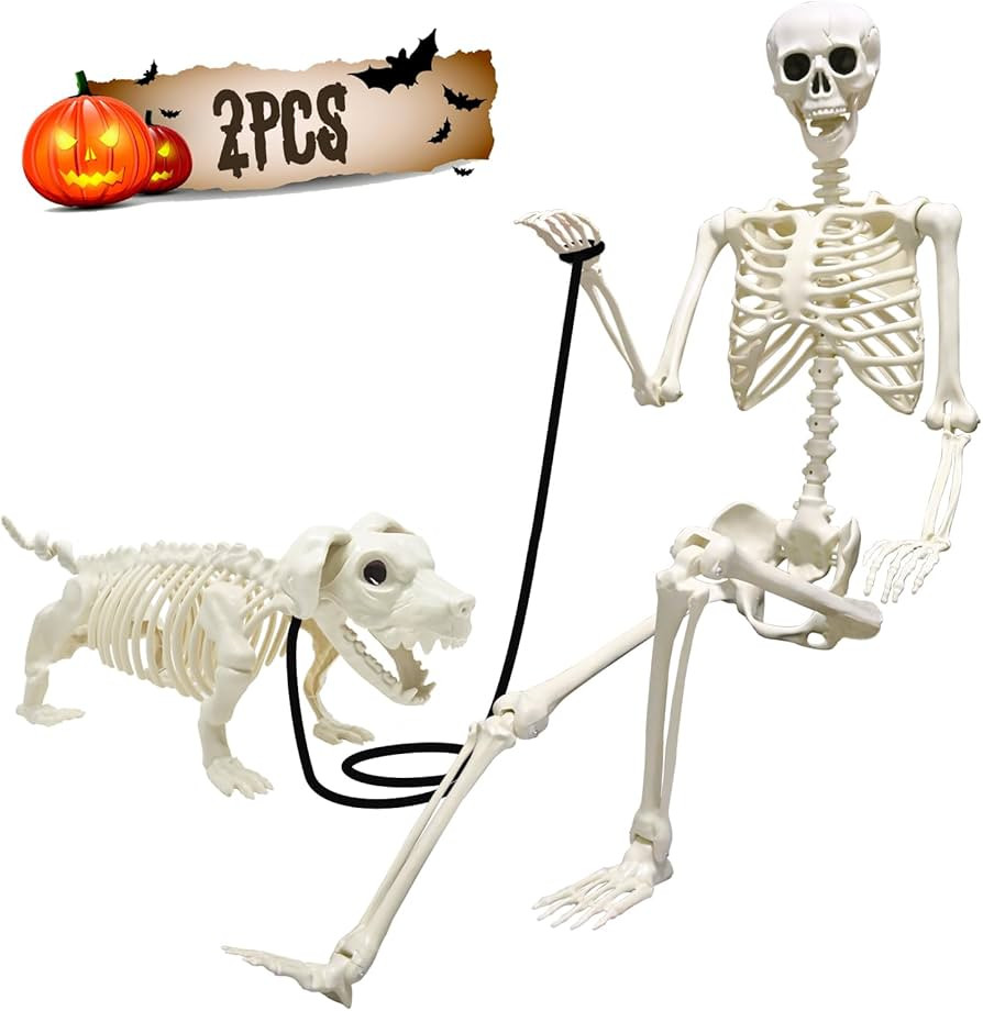 UMEELR 5.4FT Halloween Skeletons, Full Size Skeleton with Skeleton Dog, Plastic Life Size Human S... | Amazon (US)