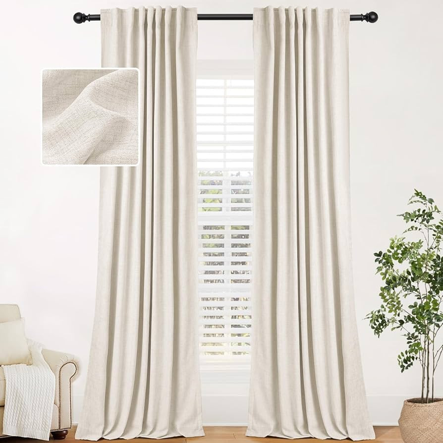 INOVADAY 100% Blackout Curtains for Bedroom 120 Inches Long 2 Panels Set, Back Tab/Rod Pocket Lin... | Amazon (US)