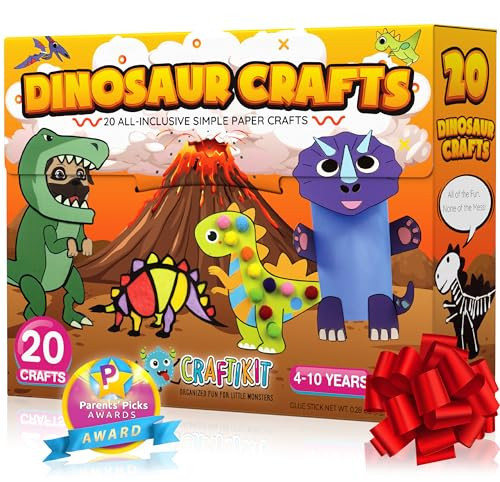 Craftikit® 20 Award-Winning Dinosaur Crafts for Kids - All-Inclusive Fun Dinosaur Crafts for Kids Ages 3-10 - Organized Toddler Craft Kit | Amazon (US)
