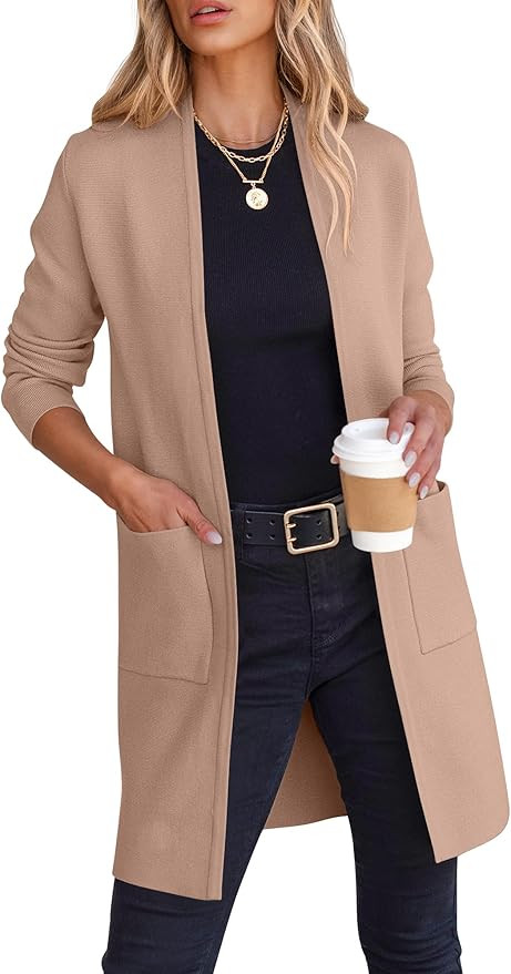 ANRABESS Cardigan Sweater for Women Casual 2025 Fall Fashion Coat Long Sleeve Open Front Knit Coa... | Amazon (US)