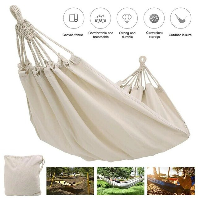 MDHAND Camping Hammock,2-Person Cotton Hammock with Carry Bag,Best Hammock For Camping,Travel,Sup... | Walmart (US)