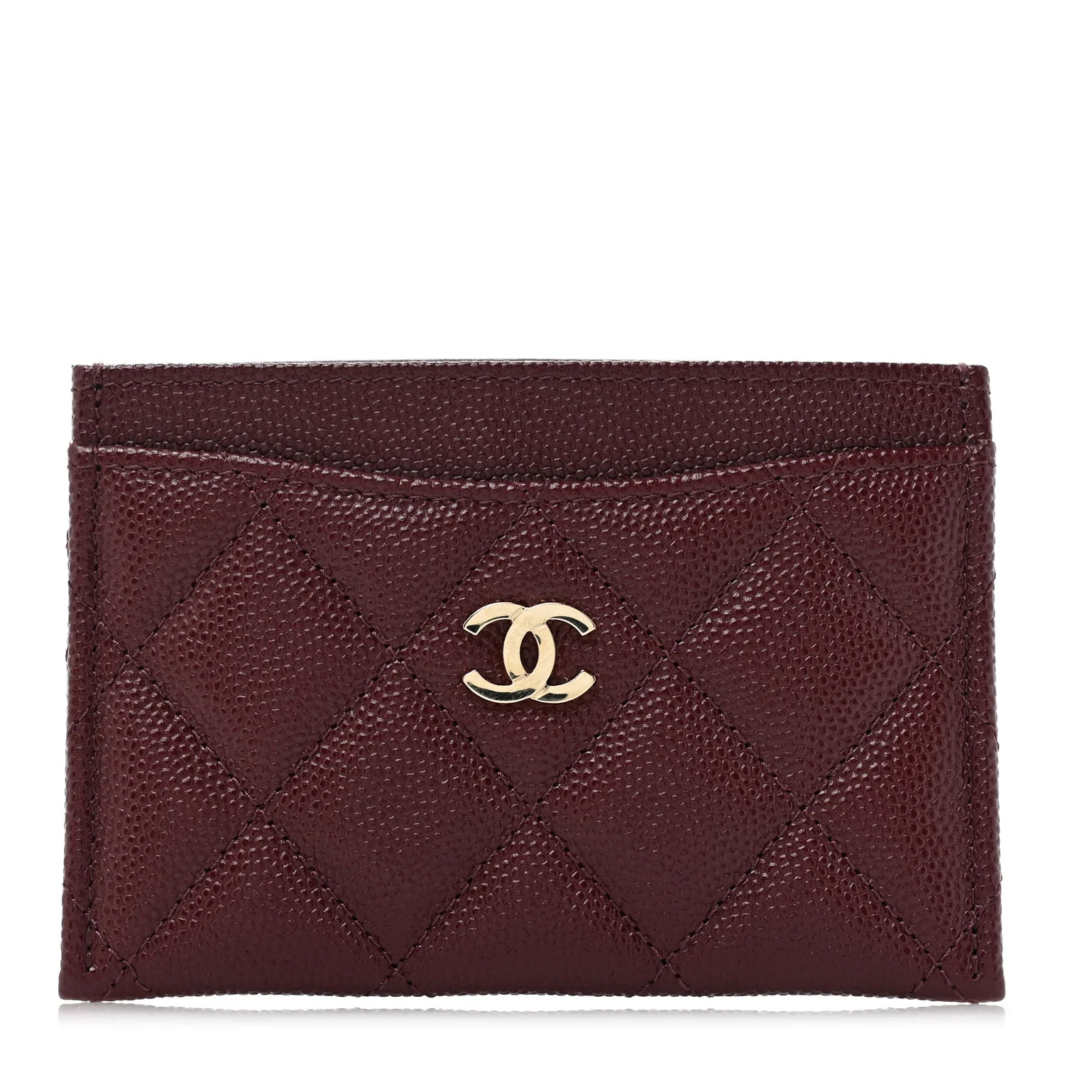 Chanel Caviar Quilted Card Holder Burgundy 1459782 | FASHIONPHILE (US)