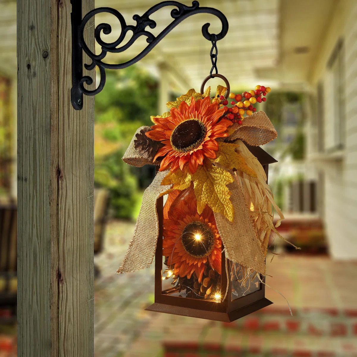 12" Decorated Autumn Lantern with LED Lights | Wayfair North America