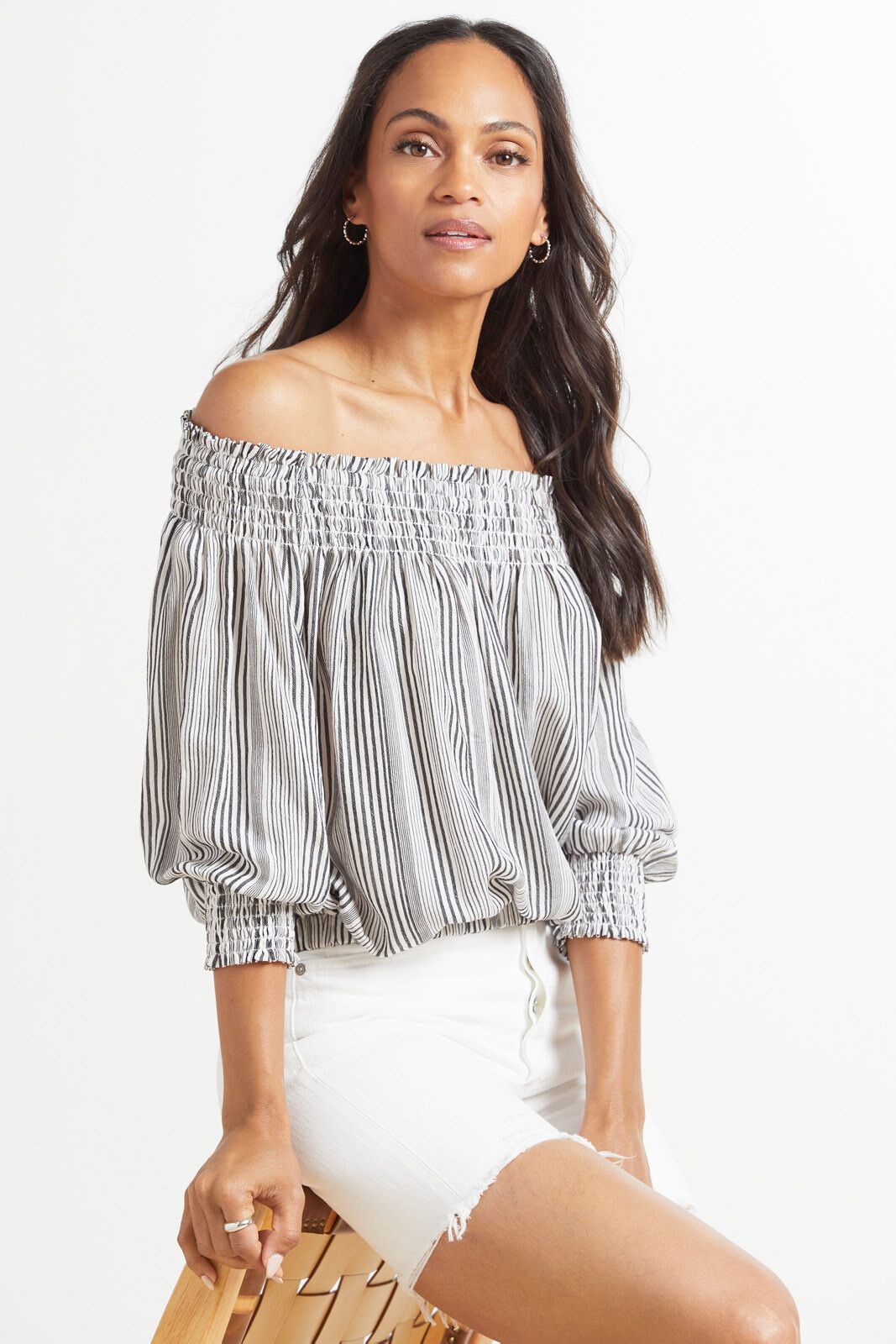 EVEREVE Sydney Stripe Off Shoulder | EVEREVE | Evereve