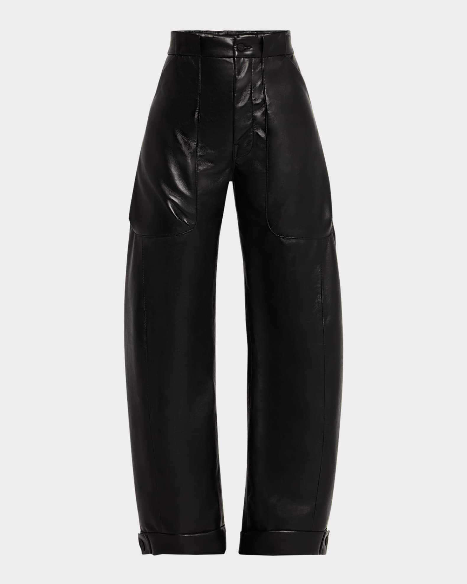 MOTHER The Half Pipe Wide-Leg Faux Leather Cargo Pants | Neiman Marcus