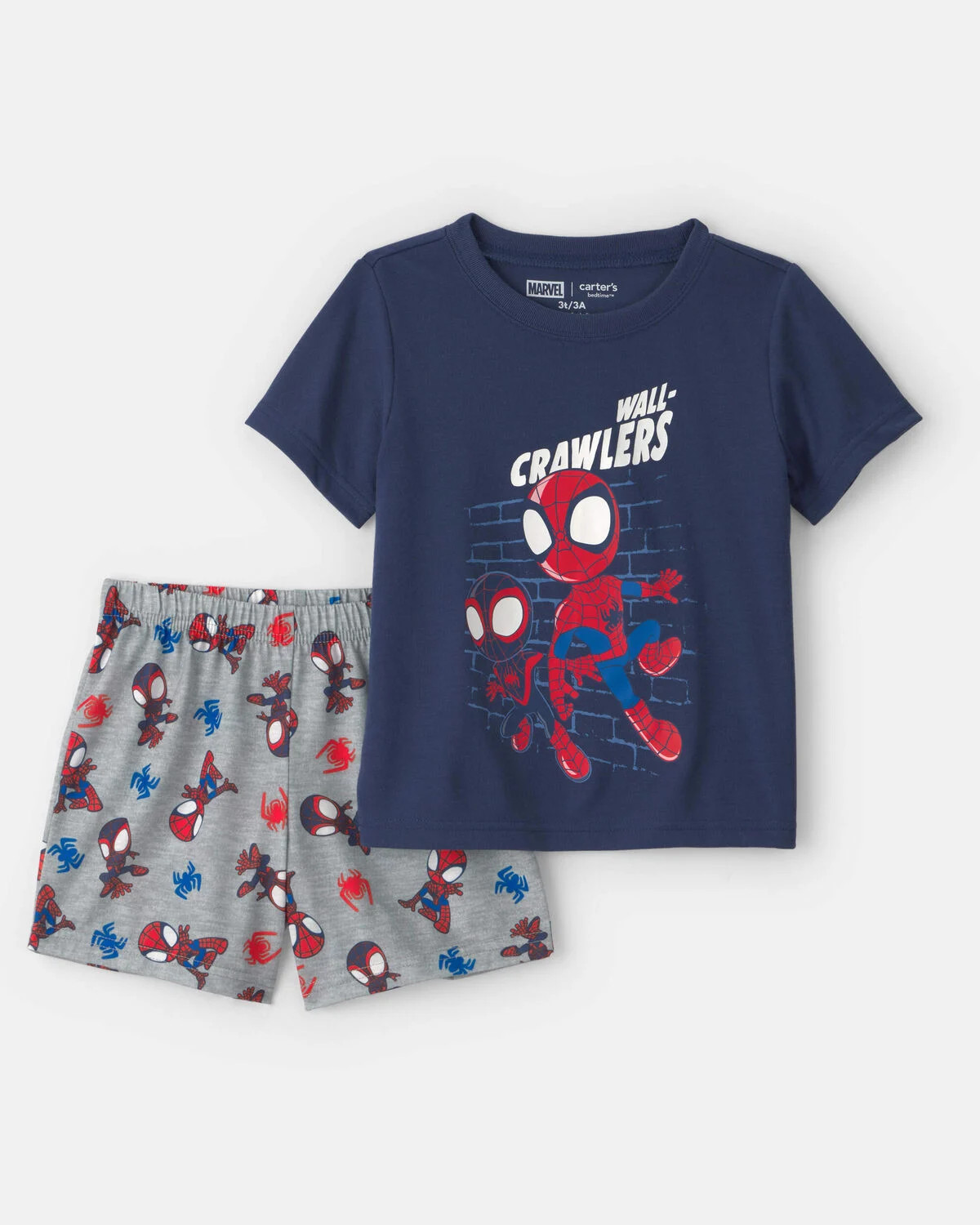 Toddler Boy 2-Piece \u00a9Marvel Spider-Man Short-Sleeve Pajama Set - Blue/Grey | Carter's Inc