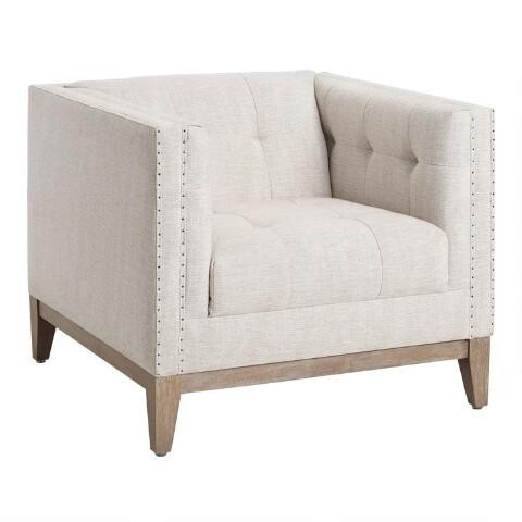 Taupe Tufted Nail Head Myles Armchair | World Market