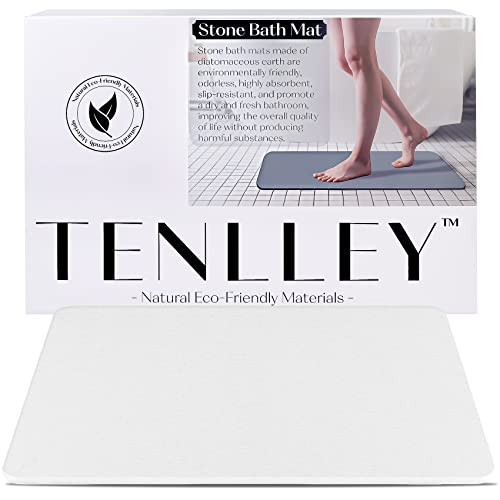 TENLLEY Stone Bath Mat, Natural Diatomaceous Earth Shower Mat, Non-Slip Stone Bath Mats for Bathroom, Ultra-Absorbent, Quick-Drying, Easy to Clean（Light Gray-no Pattern） | Amazon (US)