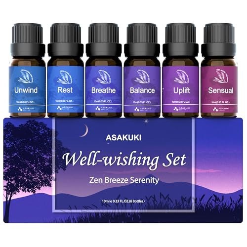 ASAKUKI Essential Oils for Diffuser – 6 Mood Essential Oil Blends (Breathe, Uplift, Sensual, Balance, Unwind, Rest) for Morning to Night Rituals, Home & Daily Use | Amazon (US)