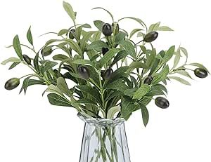 10pcs Faux Olive Leaves Stems 10” Tall Artificial Plants Olive Tree Branches for Small Vase Tab... | Amazon (US)