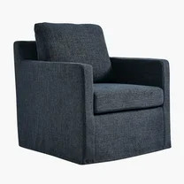 Serene Fabric Slipcovered Swivel Armchair in Slate Blue | Walmart (US)