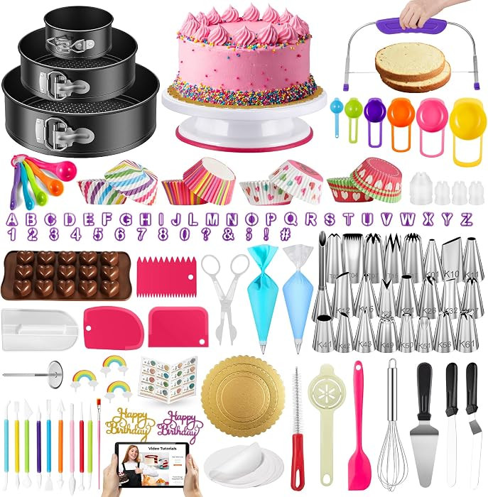 Kootek 700pcs Cake Decorating Kit, Baking Supplies with Springform Pans, Cake Turntable for Decor... | Amazon (US)