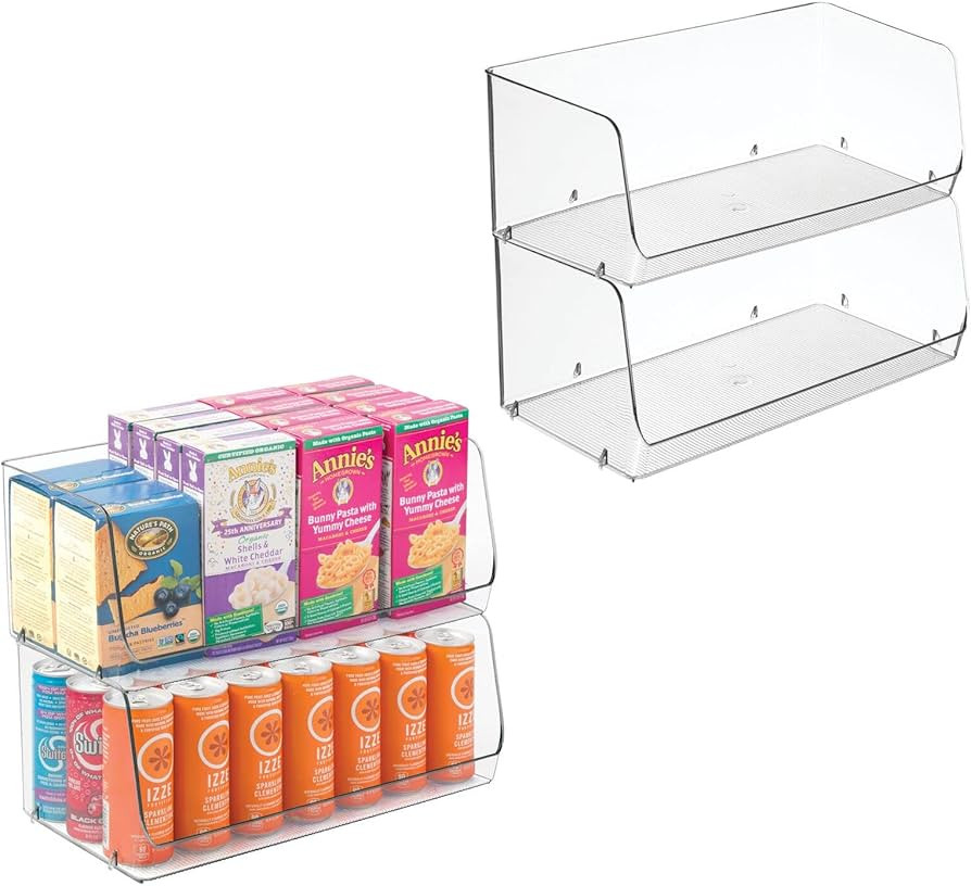 mDesign Large Stackable Plastic Food Storage Organizer Bin with Open Front - Perfect for Refriger... | Amazon (US)