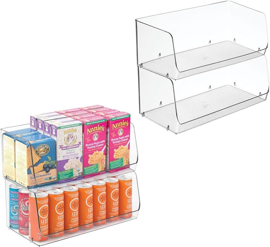 mDesign Large Stackable Plastic Food Storage Organizer Bin with Open Front - Perfect for Refriger... | Amazon (US)