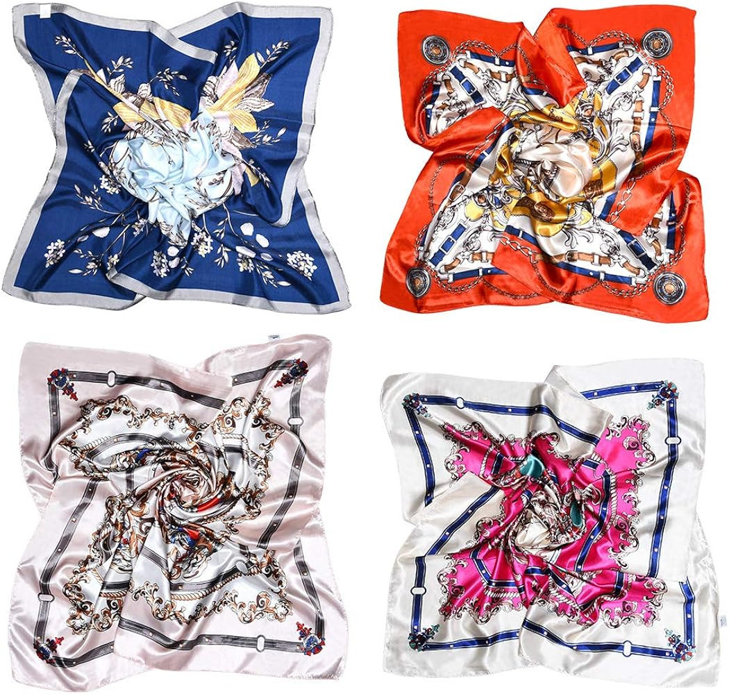 Vbiger Women Large Square Satin Scarf Mixed Neck Head Scarf Set 35x35inch | Amazon (US)