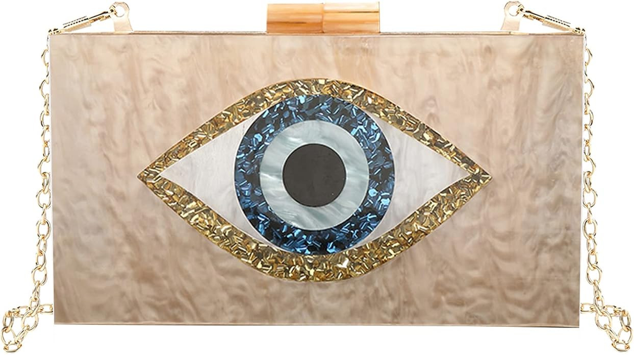LETODE Clutch Purses for Women-Evil Eye Acrylic Clutch Glitter Purse Evening Bag Chain Shoulder C... | Amazon (US)