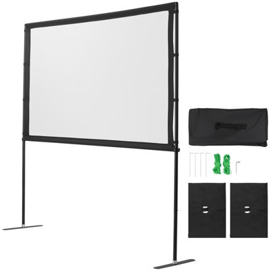 VEVOR Projector Screen with Stand, 80 Inch 160° Wide Angle Indoor Outdoor Projection Screen, 16:9 4K HD Wrinkleless Dual-Stand Screens, Black | Target