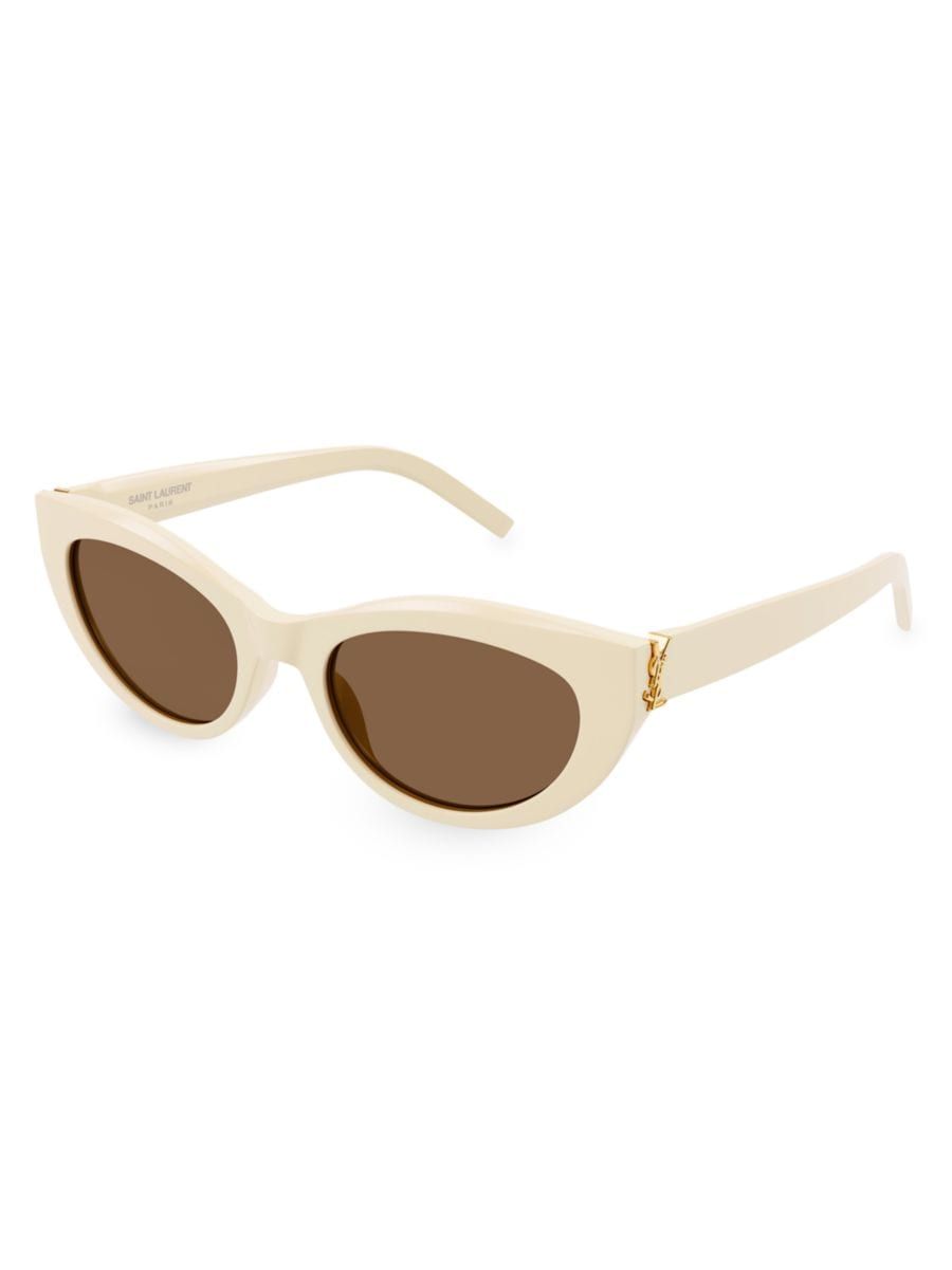 Saint Laurent Monogram Hinge Acetate 54MM Cat Eye Sunglasses | Saks Fifth Avenue