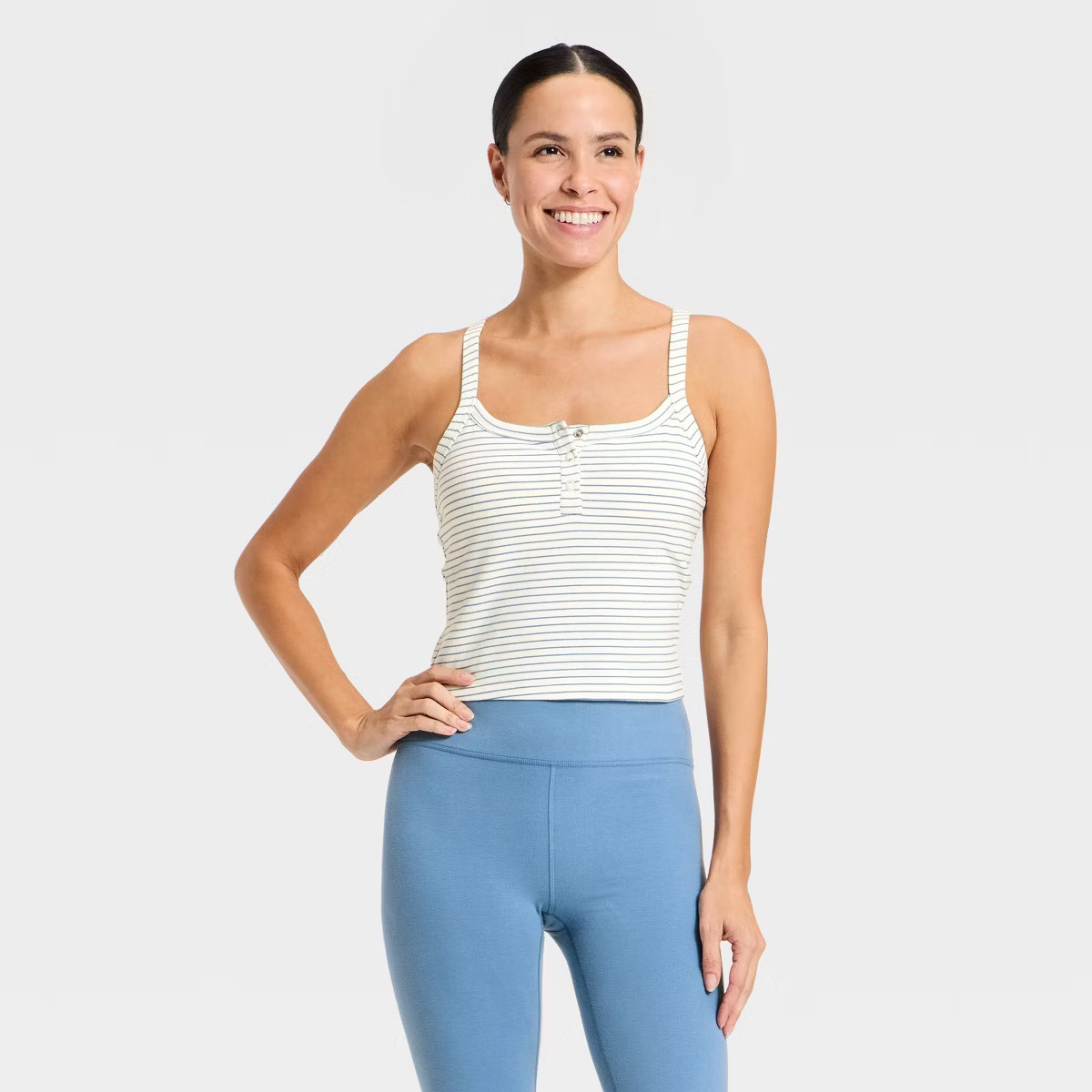 Women's Cotton Balance Henley Cropped Support Tank Top - All In Motion™ | Target