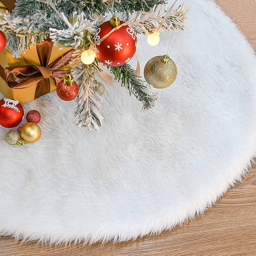 KAHEIGN 78CM Christmas Tree Skirt, Snow White Thick Plush Christmas Tree Base Cover Floor Mat for... | Amazon (UK)