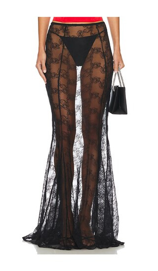 La Rose Maxi Skirt in Black | Revolve Clothing (Global)