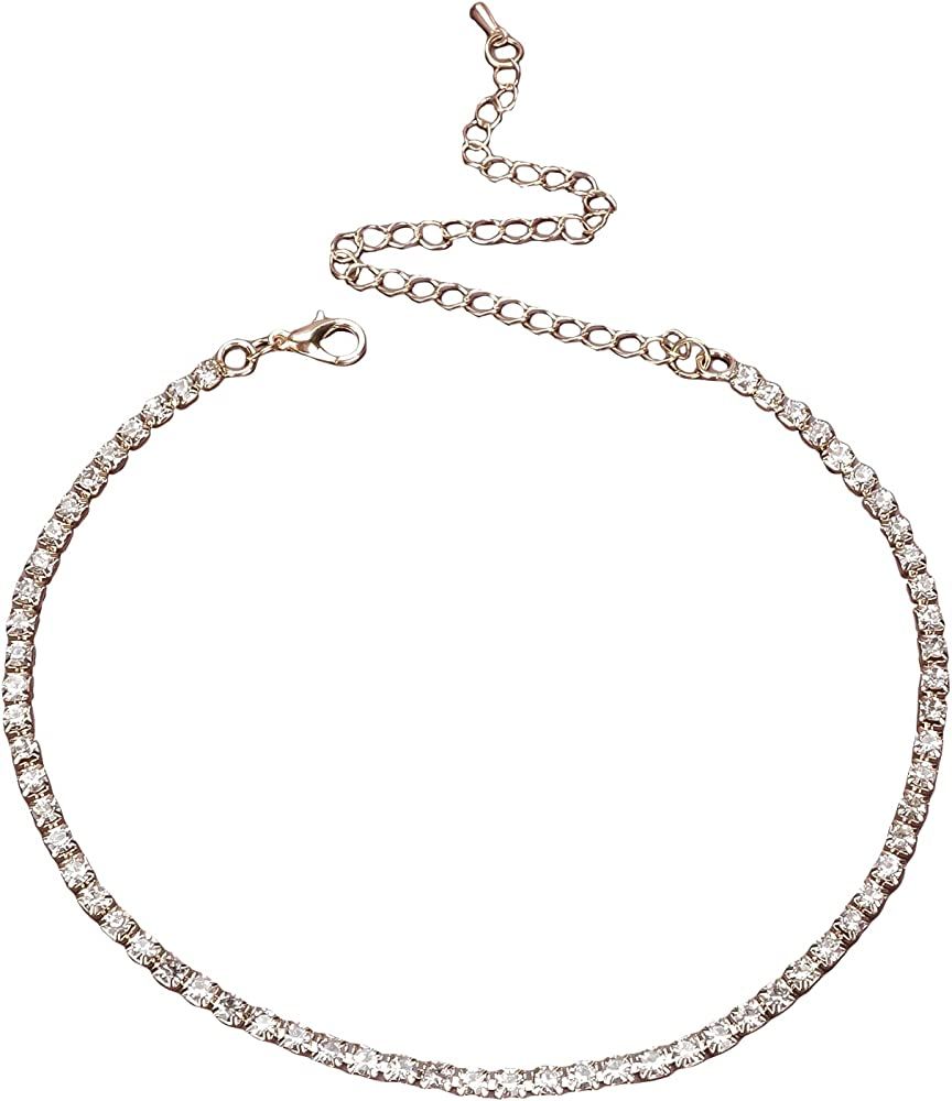 Verdusa Women's Rhinestone Choker Necklace Chain Jewelry | Amazon (US)