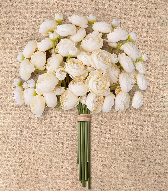 Ranunculus Artificial Flowers 18 Pcs, Faux Silk Mini Peonies Bulk Flowers for Vase, Fake Wedding ... | Amazon (US)