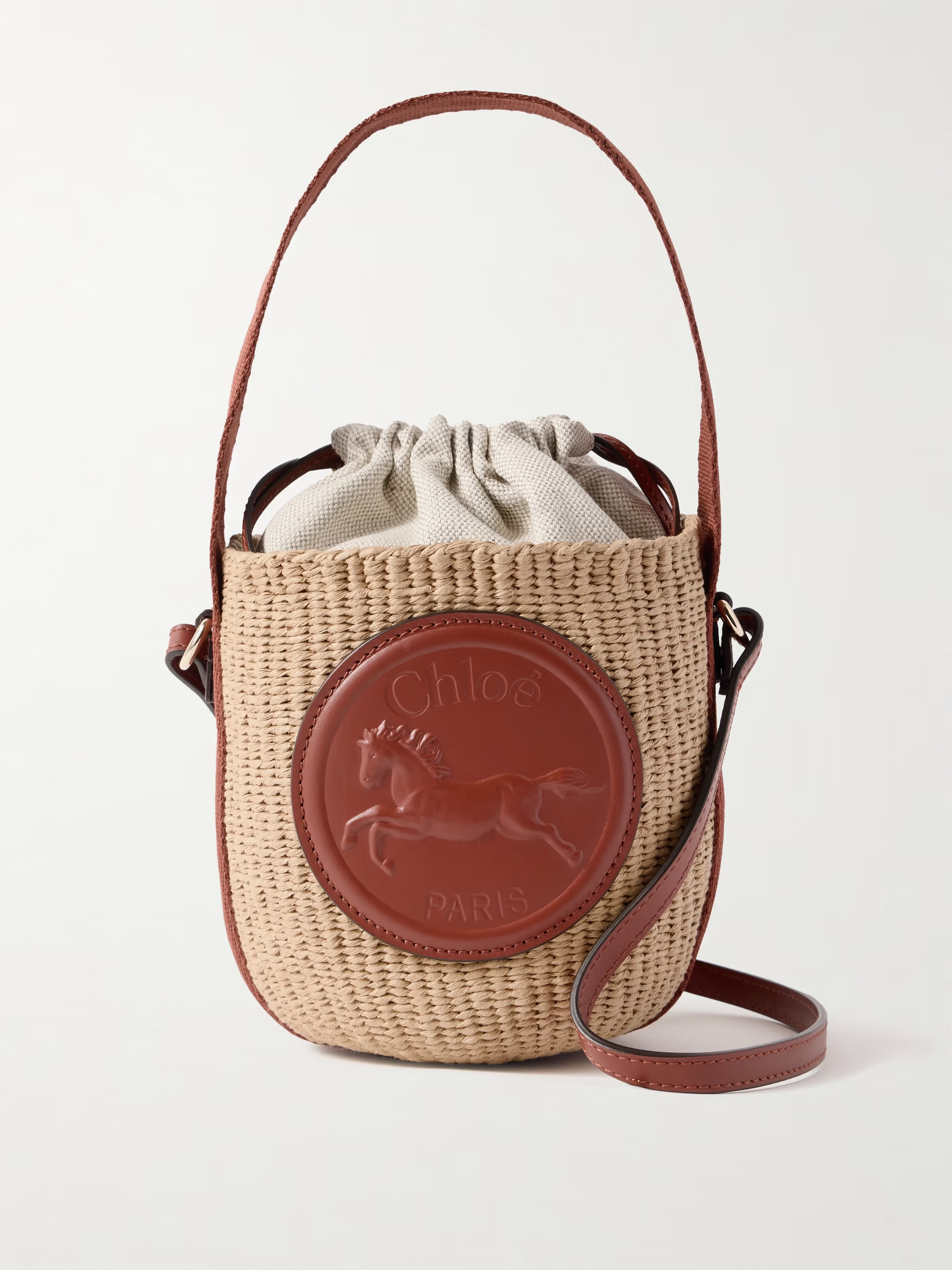 Horse Medal Basket leather and canvas-trimmed raffia tote | NET-A-PORTER (US)