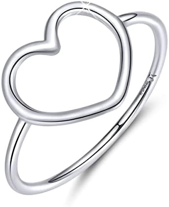 MUNDELL Sterling Silver 925 Simple Minimalist Heart Finger Rings for Women Wedding Engagement Sta... | Amazon (US)