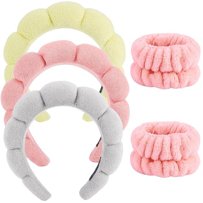 Zkptops 3Pcs Spa Headband for Washing Face Wristband Set Sponge Makeup Skincare Headband Wrist To... | Amazon (US)