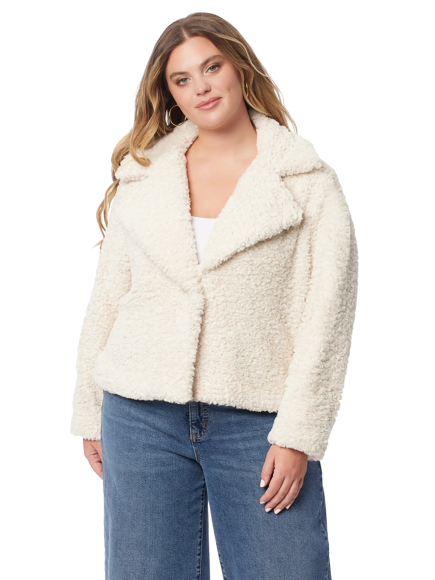 Jessica Simpson Women's Plus Size Faux Shearling Jacket, Sizes 0X-4X | Walmart (US)