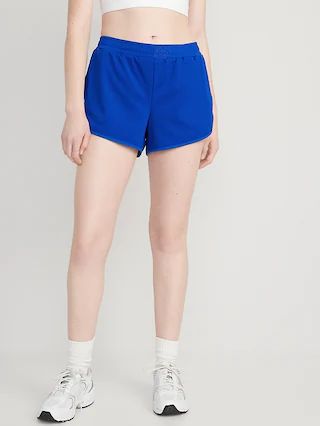 Mid-Rise Dolphin-Hem Mesh Performance Shorts for Women -- 3-inch inseam | Old Navy (US)