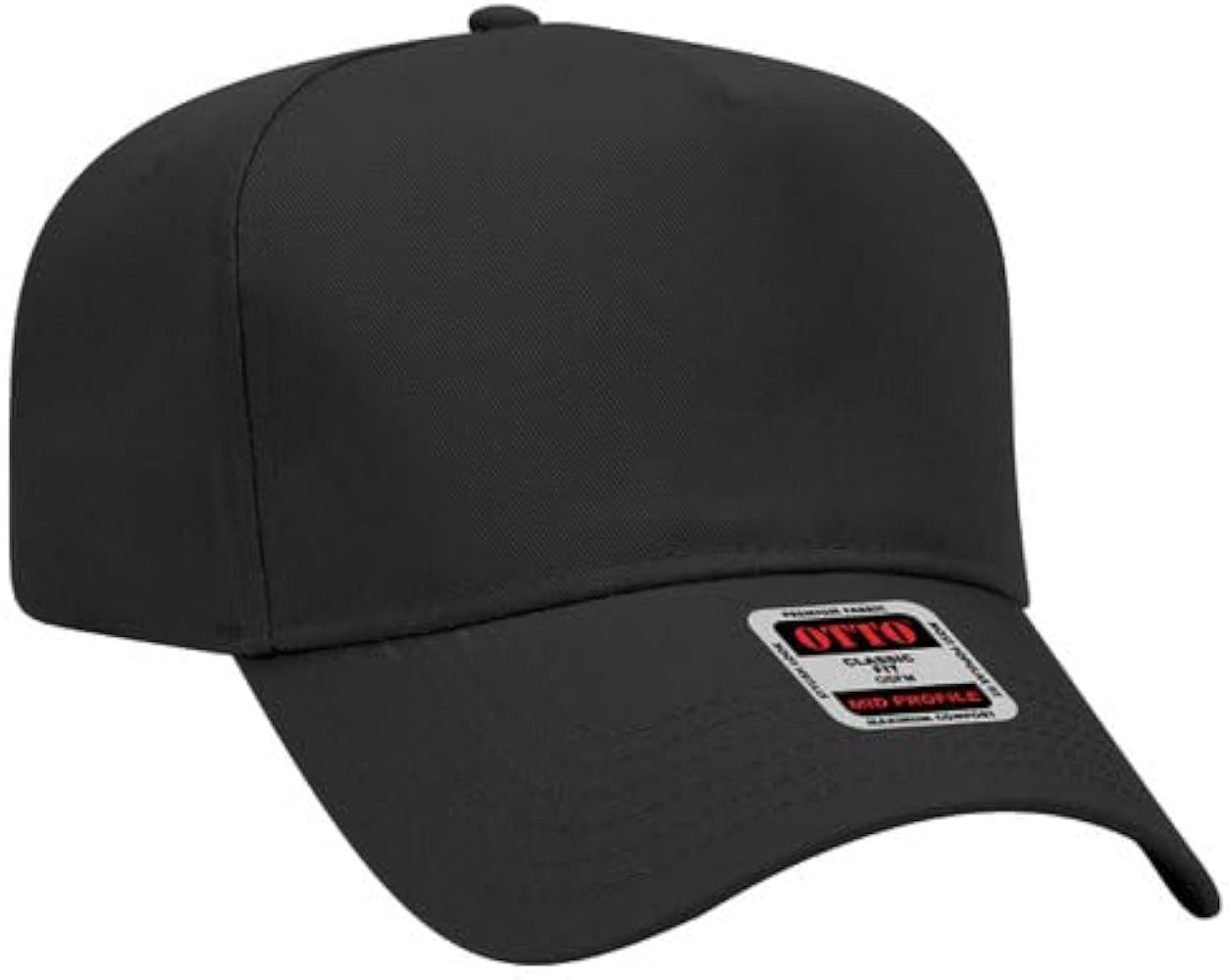 Otto Black 5 Panel A Frame Mid Profile Baseball Cap Hat Adult Size Unisex | Amazon (US)