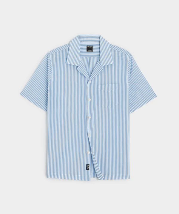 Summerweight Cafe Shirt in Blue Banker Stripe | Todd Snyder