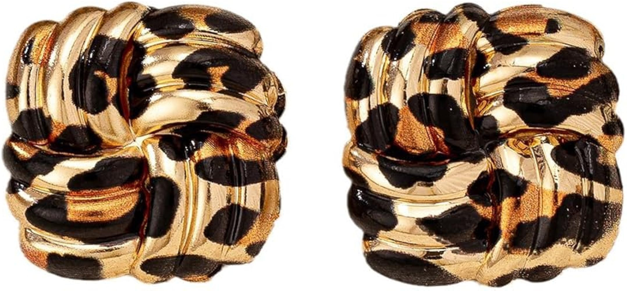 Retro Geometric Rectangle Leopard Print Stud Earrings for Women Gold Plated Vintage Square Animal... | Amazon (US)