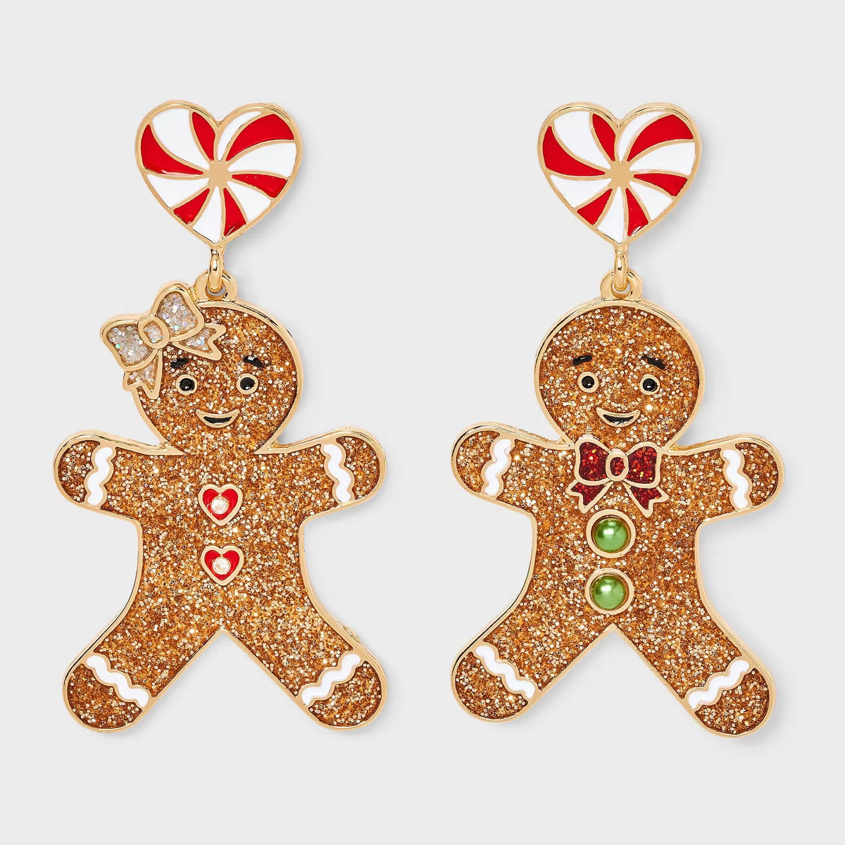 Gingerbread Friends and Peppermint Post Drop Earrings - Red/White/Green | Target