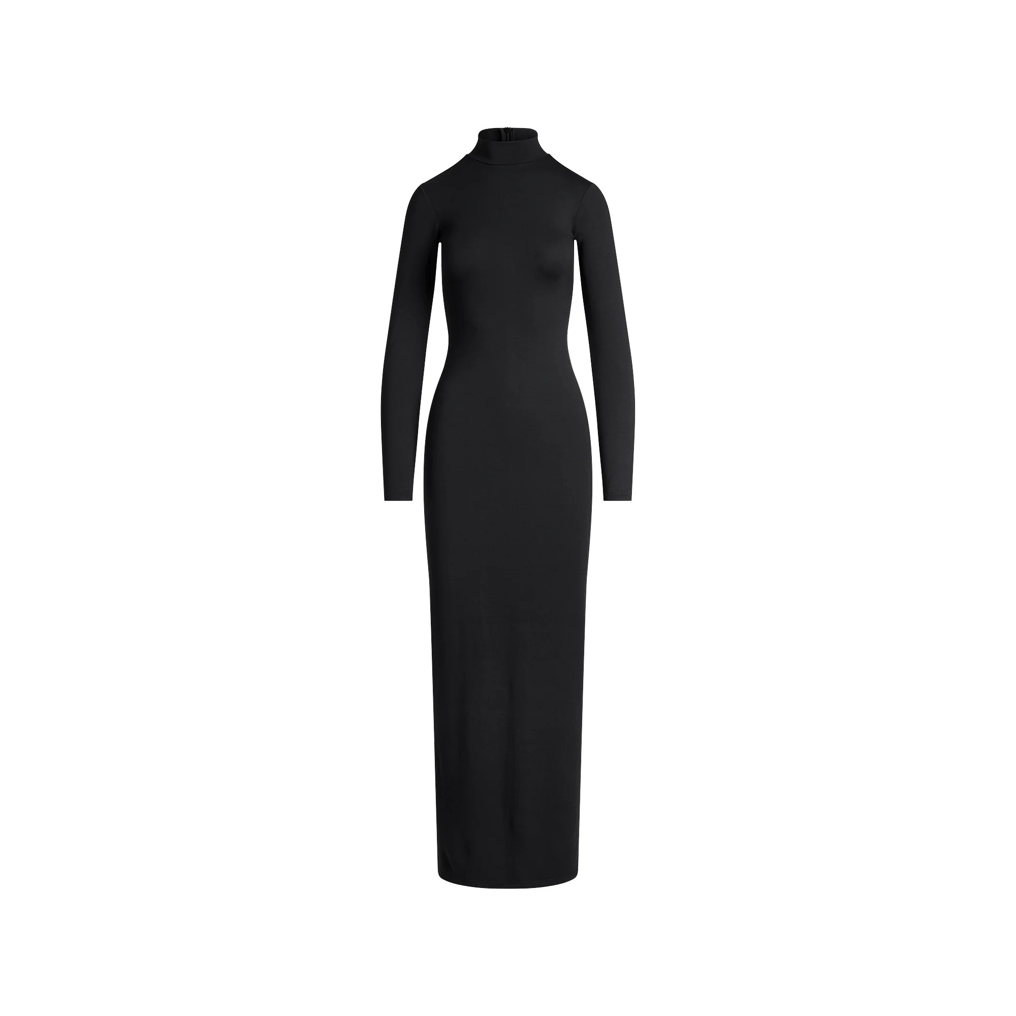 SMOOTH LAYERS TURTLENECK LONG DRESS | OBSIDIAN | SKIMS (US)