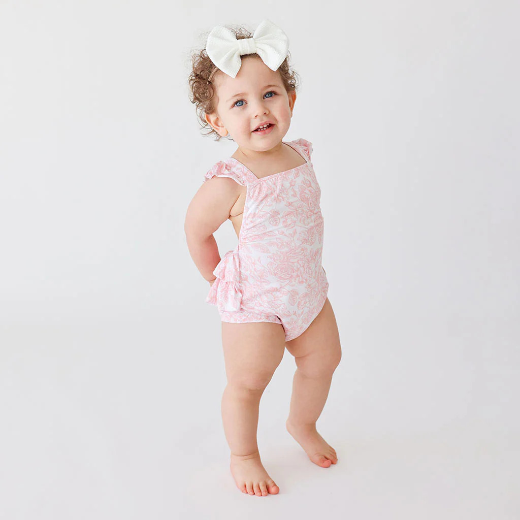 Floral Pink Baby Bubble Romper | Martina | Posh Peanut